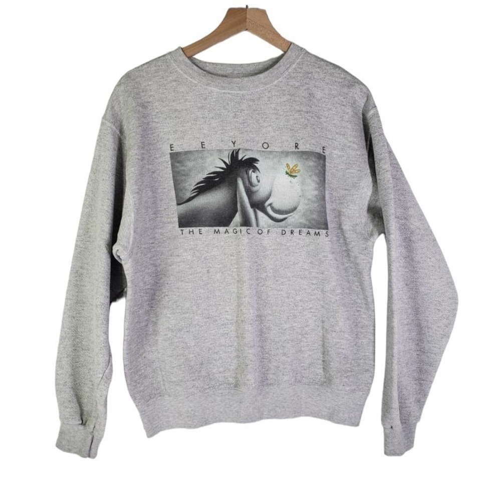 Vintage The Disney Store Eeyore Graphic Crew Neck Sweatshirt M Heathered Grey